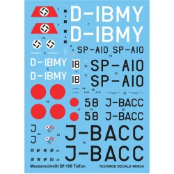 Techmod 48063 1/48 Messerschmitt Bf 108 Taifun Aircraft Wet Decal Wwii