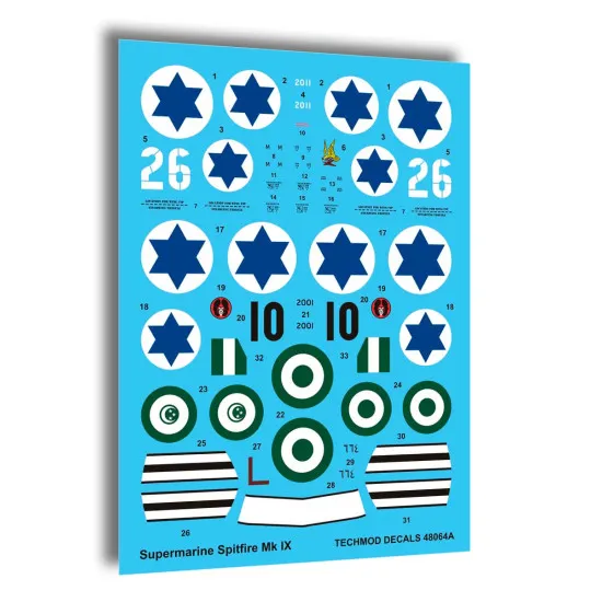 Techmod 48064 1/48 Supermarine Spitfire Mk-ix Fighter Aircraft Wet Decal