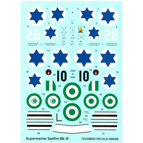 Techmod 48064 1/48 Supermarine Spitfire Mk-ix Fighter Aircraft Wet Decal