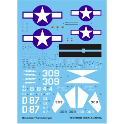 Techmod 48067 1/48 Grumman Tbm-3 Avenger Torpedo Bomber 1945 Aircraft Wet Decal
