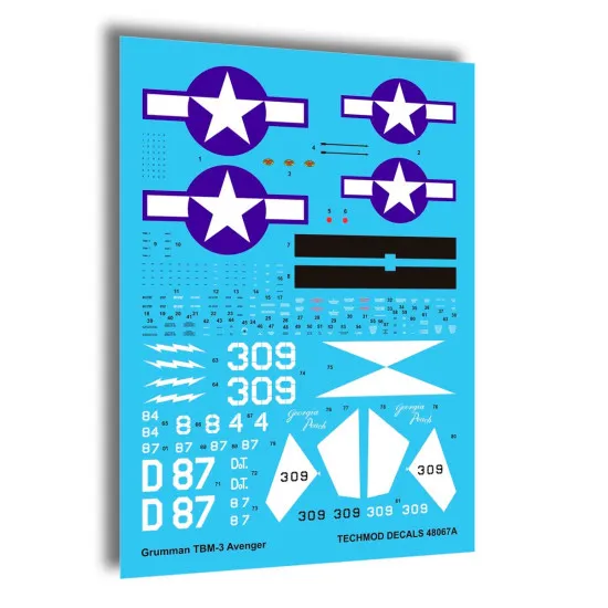 Techmod 48067 1/48 Grumman Tbm-3 Avenger Torpedo Bomber 1945 Aircraft Wet Decal