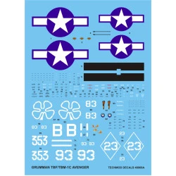 Techmod 48069 1/48 Grumman Tbm-1c Avenger Us Torpedo Bomber Aircraft Wet Decal