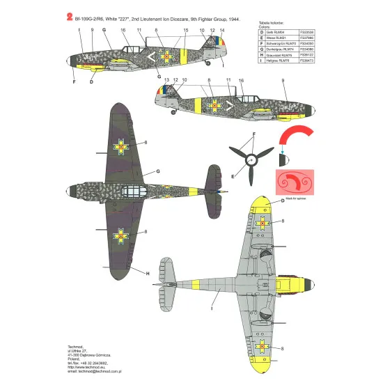 Techmod 48072 1/48 Messerschmitt Bf 109g-2 German Aircraft Wet Decal W/Masksv