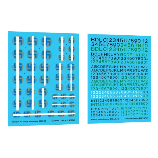 Techmod 48074 1/48 Finnish Air Force Signs And Serials 1944-45 Wet Decal Wwii
