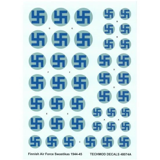 Techmod 48074 1/48 Finnish Air Force Signs And Serials 1944-45 Wet Decal Wwii