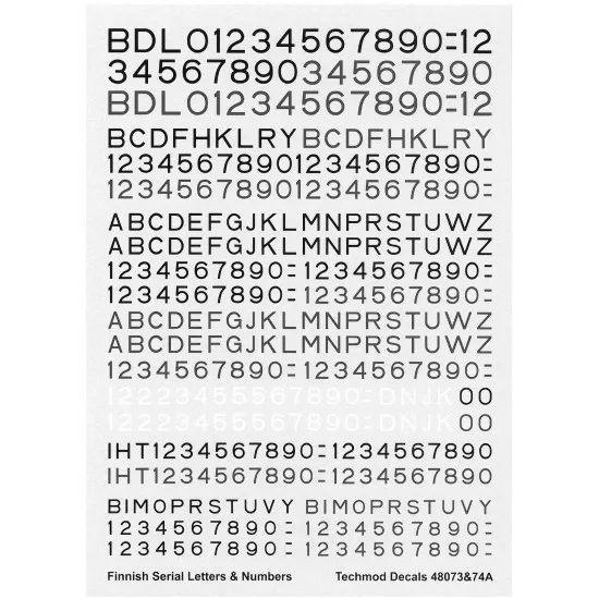 Techmod 48074 1/48 Finnish Air Force Signs And Serials 1944-45 Wet Decal Wwii