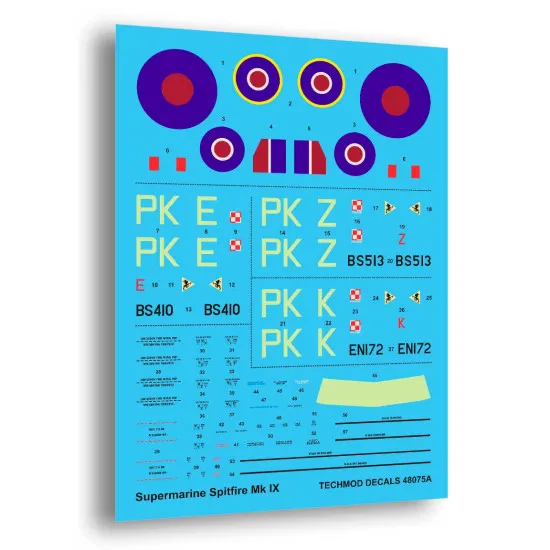 Techmod 48075 1/48 Supermarine Spitfire F.ix Gabreskis Spitfires Wet Decal W/Mask