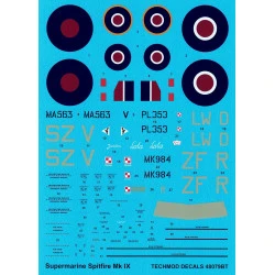 Techmod 48079 1/48 Supermarine Spitfire Ix Polish Aircraft Wet Decal W/Masks Wwii