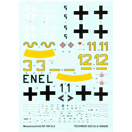 Techmod 48082 1/48 Messerschmitt Bf 109e-4 1942-43 Fighter Wet Decal Wwii W/Mask
