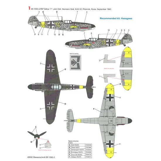 Techmod 48082 1/48 Messerschmitt Bf 109e-4 1942-43 Fighter Wet Decal Wwii W/Mask