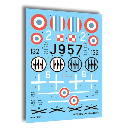 Techmod 48086 1/48 Potez 63-11 French Fighter Wet Decal Wwii W/Mask Wwiiv