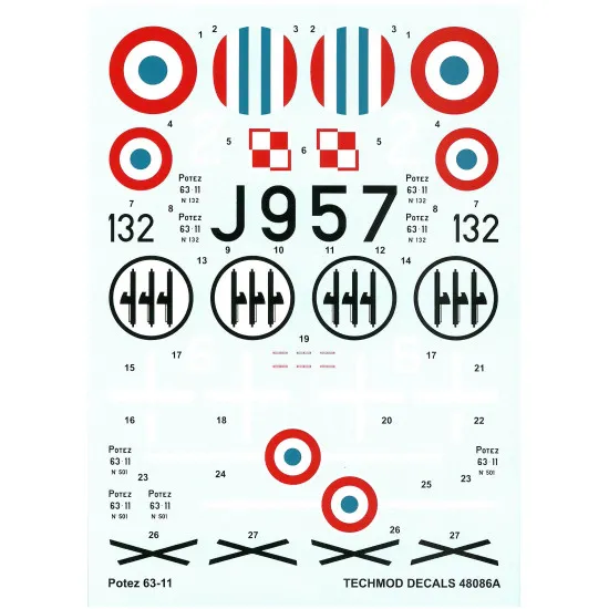 Techmod 48086 1/48 Potez 63-11 French Fighter Wet Decal Wwii W/Mask Wwiiv