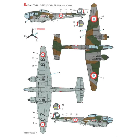 Techmod 48087 1/48 Potez 63-11 French Fighter Wet Decal Wwii W/Mask Wwii