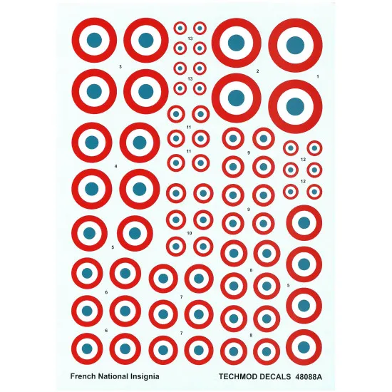Techmod 48088 1/48 French National Insignia 1938-1942 Wet Decal Wwii