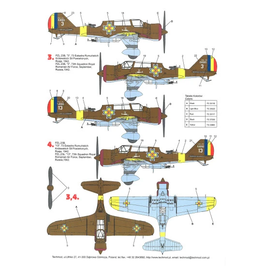 Techmod 48089 1/48 Pzl 23b Karas Polish Light Bomber 1941 Wet Decal Wwii W/Mask