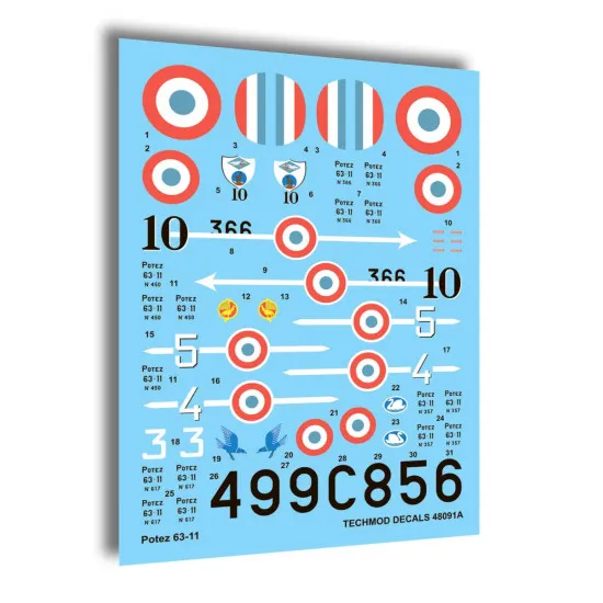 Techmod 48091 1/48 Potez 63-11 Polish Fighter Aircraft Wet Decal Wwii