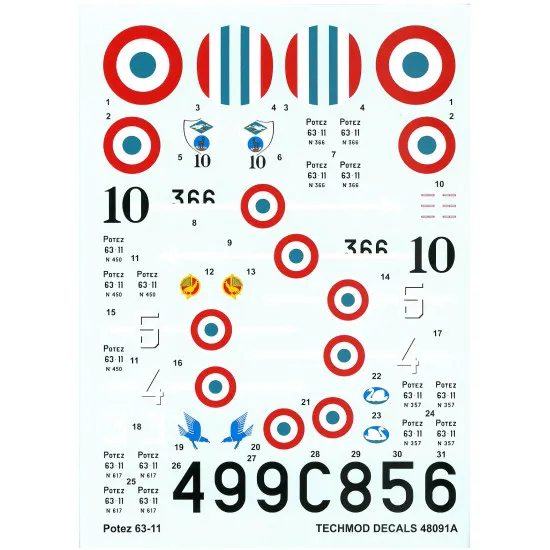 Techmod 48091 1/48 Potez 63-11 Polish Fighter Aircraft Wet Decal Wwii