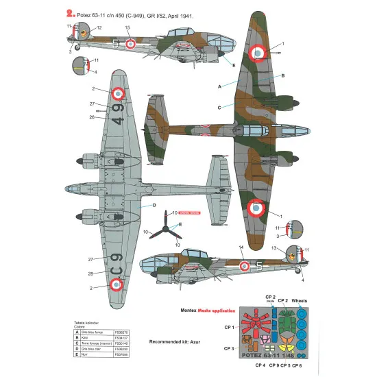 Techmod 48091 1/48 Potez 63-11 Polish Fighter Aircraft Wet Decal Wwii