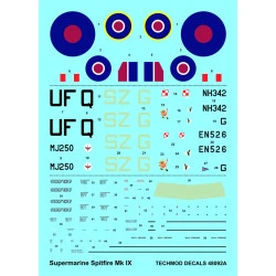 Techmod 48092 1/48 Supermarine Spitfire Ix 1944 Aircraft Wet Decal W/Masks Wwii