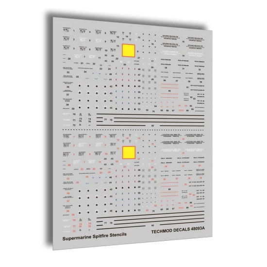 Techmod 48093 1/48 Supermarine Spitfire I-xvi Stencils Aircraft Wet Decal Wwii