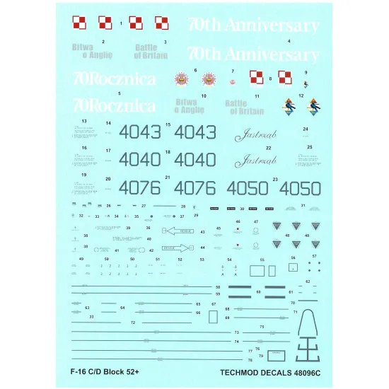 Techmod 48096 1/48 General Dynamics F-16c/D Block 52 Polish Aircraft Wet Decal