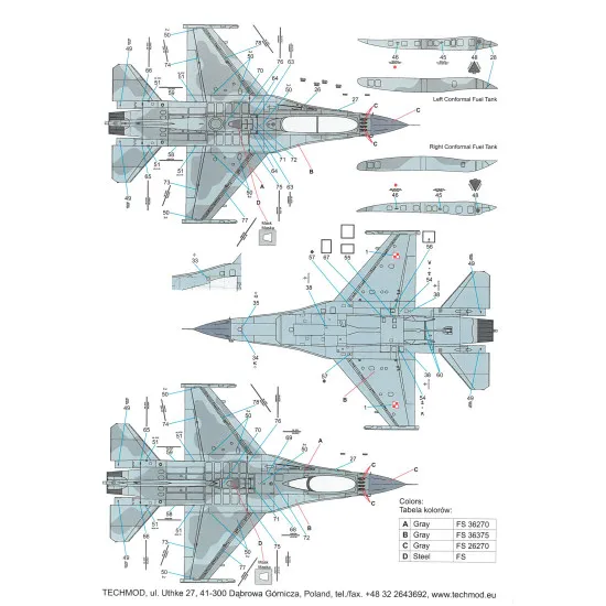 Techmod 48096 1/48 General Dynamics F-16c/D Block 52 Polish Aircraft Wet Decal