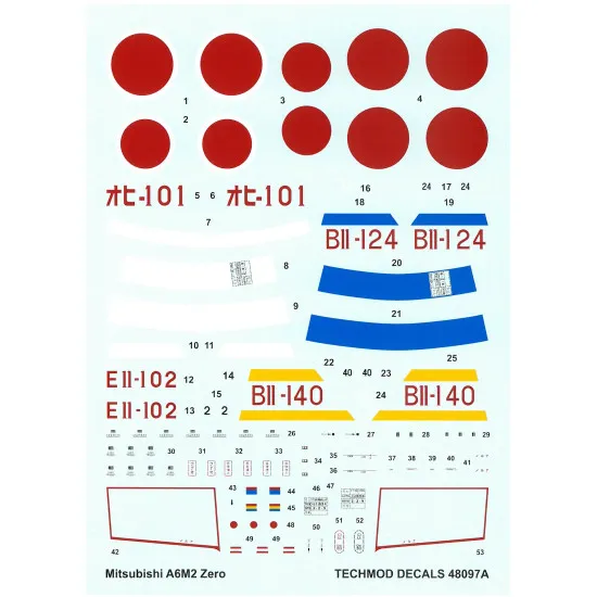 Techmod 48097 1/48 Mitsubishi A6m2 Zero Japan Aircraft Wet Decal Pearl Harbor
