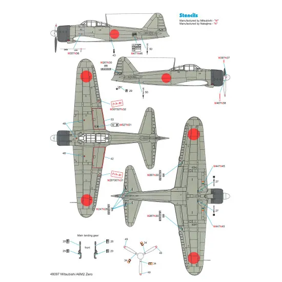 Techmod 48097 1/48 Mitsubishi A6m2 Zero Japan Aircraft Wet Decal Pearl Harbor