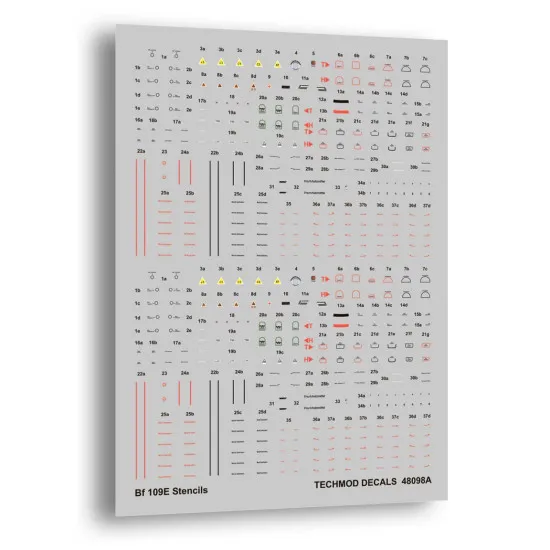 Techmod 48098 1/48 Stencils For Messerschmitt Bf 109e Aircraft Wet Decal Wwii
