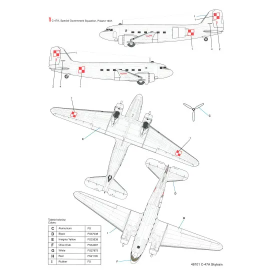 Techmod 48101 1/48 C-47a Skytrain Polish Aircraft Wet Decal