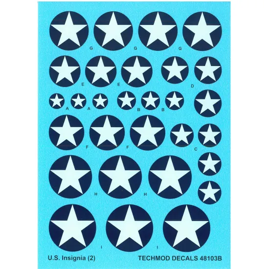 Techmod 48103 1/48 Us National Insignia 1942-1943 2 Sheets Aircraft Wet Decal
