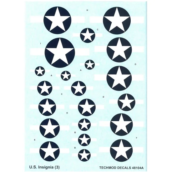 Techmod 48104 1/48 Us National Insignia 1943-1945 Aircraft Wet Decal Wwii