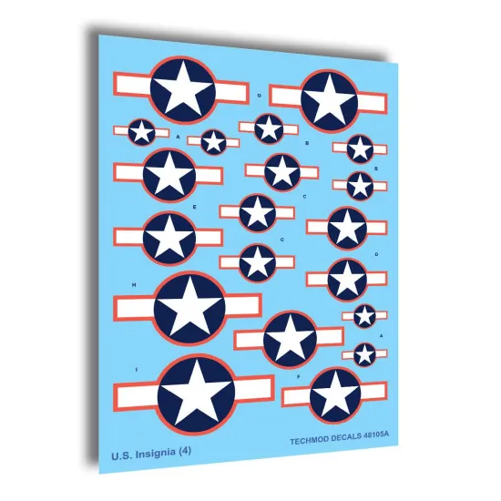 Techmod 48105 1/48 Us National Insignia June 1943 To July 1943 Wet Decal Wwii