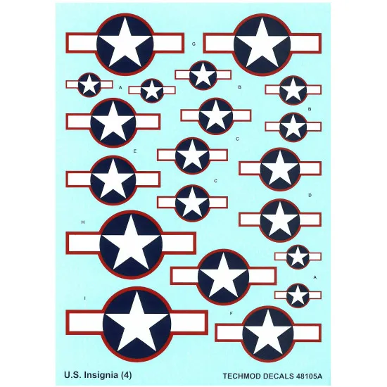 Techmod 48105 1/48 Us National Insignia June 1943 To July 1943 Wet Decal Wwii
