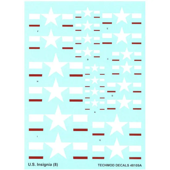 Techmod 48109 1/48 Us Insignia 1943 To Present Wet Decal