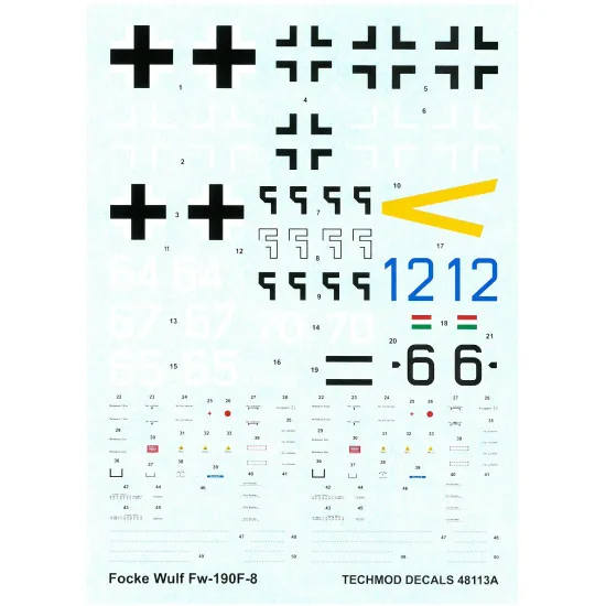 Techmod 48113 1/48 Focke-wulf Fw 190f-8 1944-1945 Aircraft Wet Decal Wwii