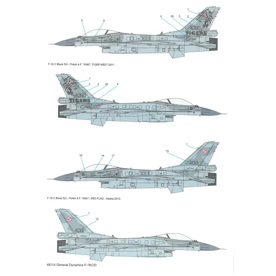 Techmod 48114 1/48 F-16 C/D Block 52 Polish 2011-2012 Aircraft Wet Decal