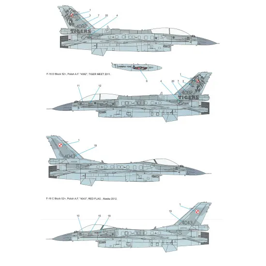 Techmod 48114 1/48 F-16 C/D Block 52 Polish 2011-2012 Aircraft Wet Decal