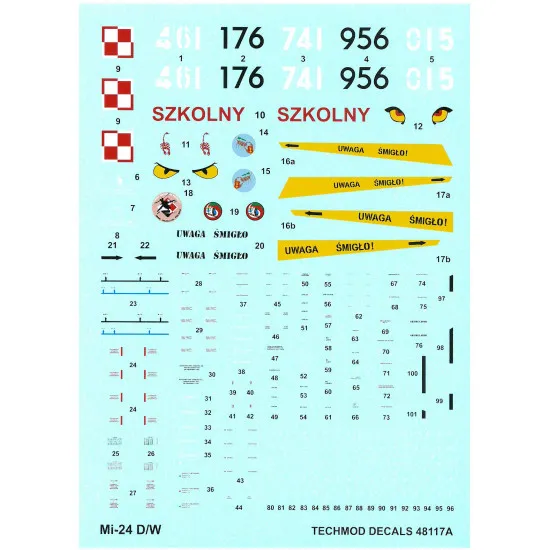 Techmod 48117 1/48 Mi-24d/W Hind-d/E Polish Helicopter Wet Decal 2001-2013