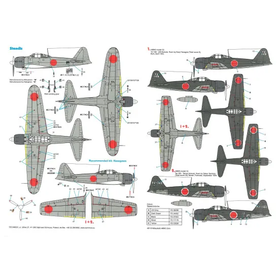 Techmod 48118 1/48 Mitsubishi A6m3 Zero Imperial Japanese Navy Aces