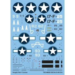 Techmod 48121 1/48 Corsair F4u-1 Birdcage 1943 Aircraft Wet Decal Wwii