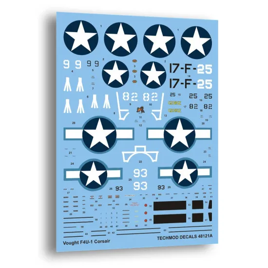 Techmod 48121 1/48 Corsair F4u-1 Birdcage 1943 Aircraft Wet Decal Wwii