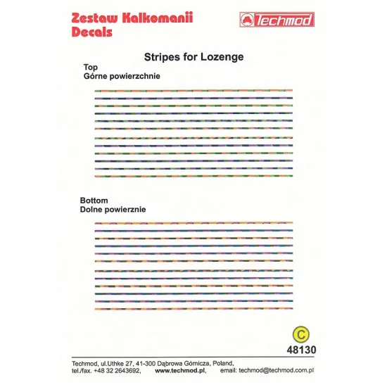 Techmod 48130 1/48 Lozenge Stripes Camouflage Aircraft Wet Decal 2 Sheets