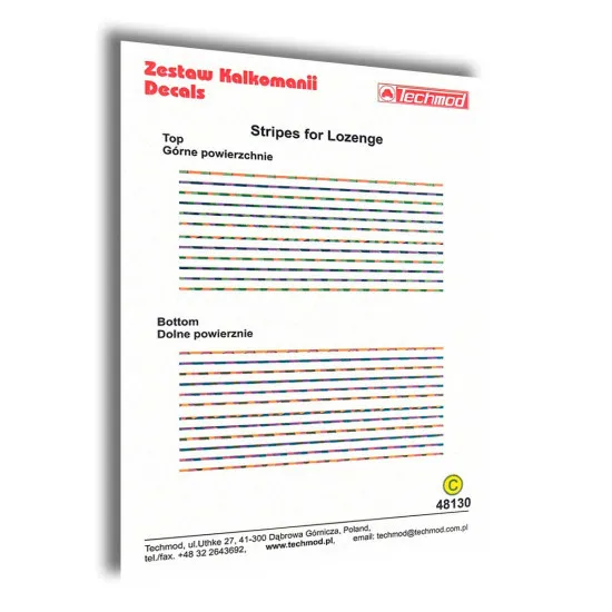 Techmod 48130 1/48 Lozenge Stripes Camouflage Aircraft Wet Decal 2 Sheets
