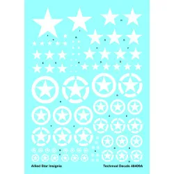 Techmod 48409 1/48 Allied Stars Insignia Circles White Wet Decal Wwii