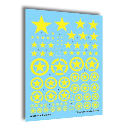 Techmod 48410 1/48 Allied Stars Insignia Circles Yellow Wet Decal Wwii