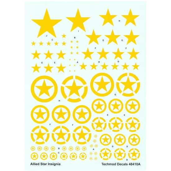 Techmod 48410 1/48 Allied Stars Insignia Circles Yellow Wet Decal Wwii