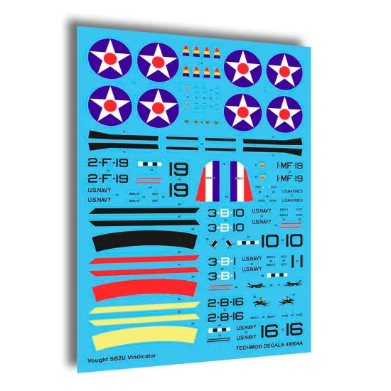 Techmod 48804 1/48 Vought Sb2u Vindicator 1938-41 Us Dive Bomber Wet Decal Wwii