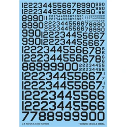 Techmod 48806 1/48 U.s. Serial And Code Numbers, Black For Aircraft Wet Decal