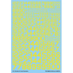 Techmod 48807 1/48 U.s. Serial And Code Numbers, Yellow For Aircraft Wet Decal